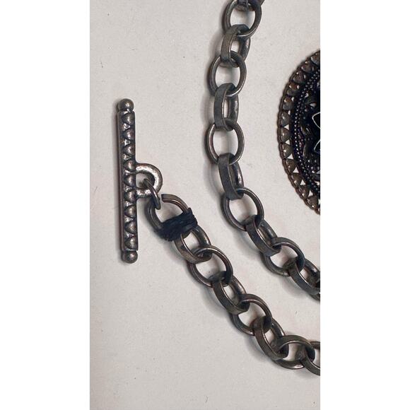 Vintage Inspired Statement Necklace With Mandala Pendant Chain Link Necklace - Picture 6 of 7